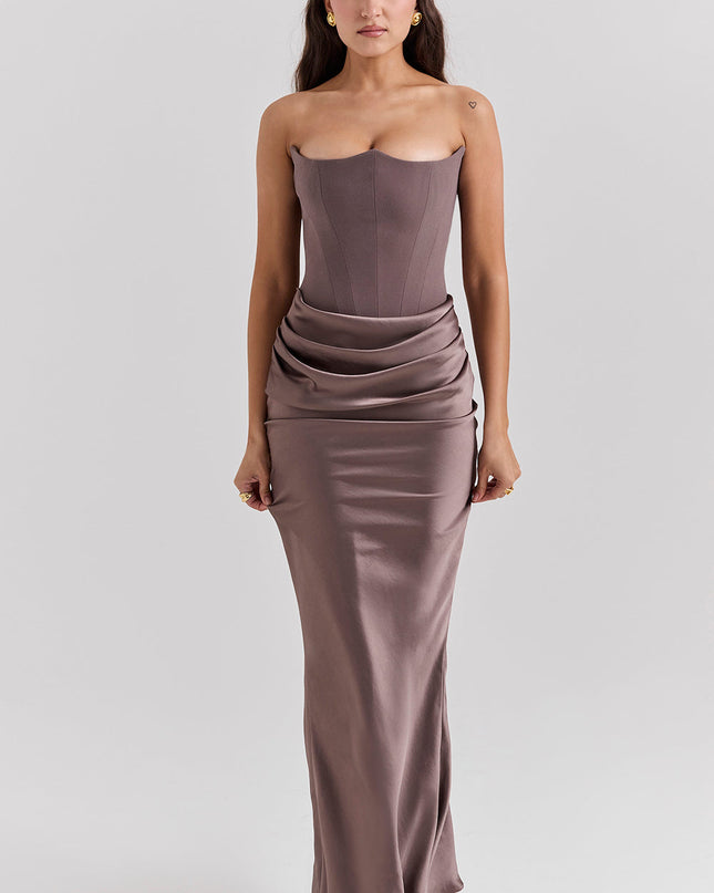 Strapless maxi-jurk met top