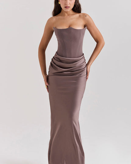 Strapless maxi-jurk met top