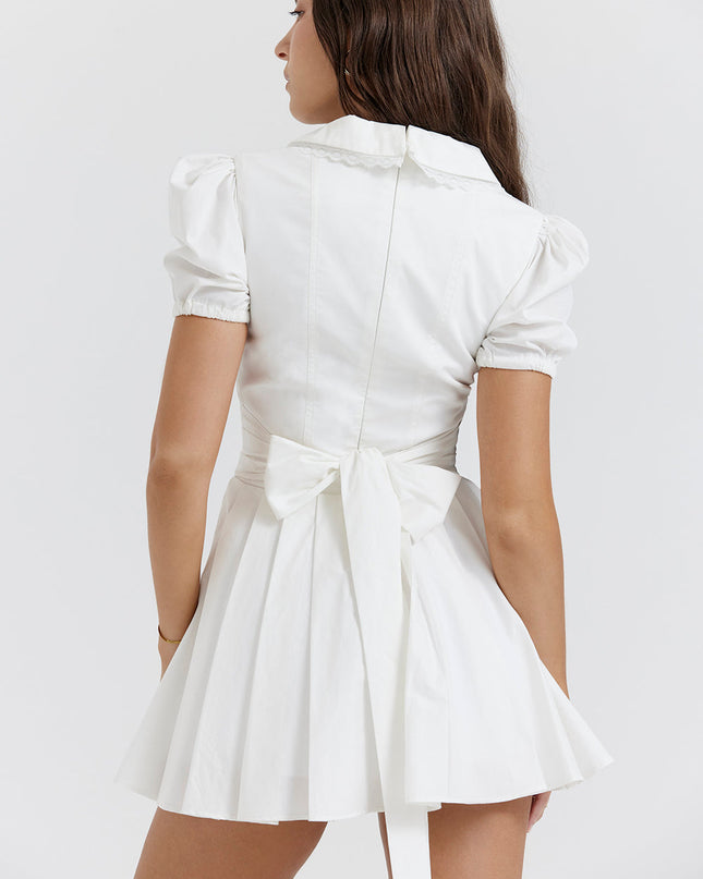 Witte mini-jurk met plooien