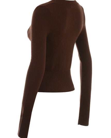 Top en broek van chocoladekleurige kasjmiermix