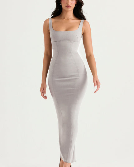 Rokerige bodycon lange jurk