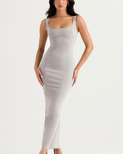 Rokerige bodycon lange jurk