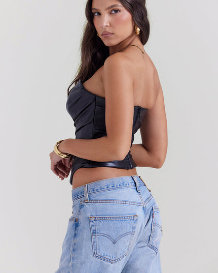 Strapless korset van biologisch leer