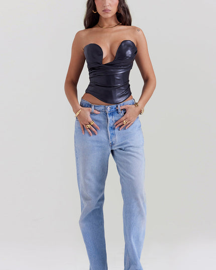 Strapless korset van biologisch leer