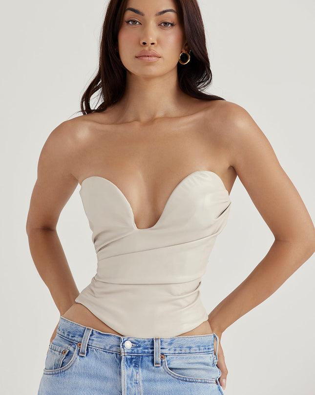 Strapless korset van biologisch leer