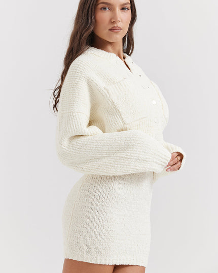 Gebreid crèmekleurig warm vest