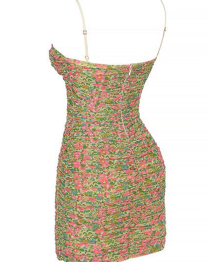 Vintage lichte mini-jurk met bloemenpatroon