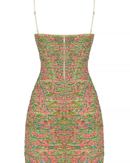 Vintage lichte mini-jurk met bloemenpatroon