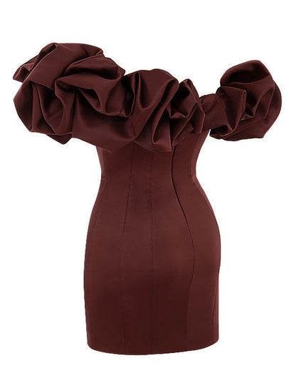 Strapless jurk met ruches aan de voorkant