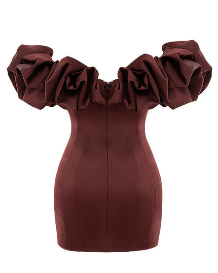 Strapless jurk met ruches aan de voorkant