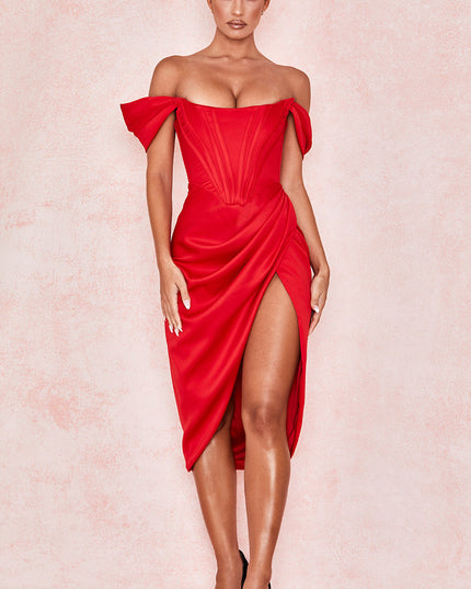 Elegante jurk met satijnen bandjes
