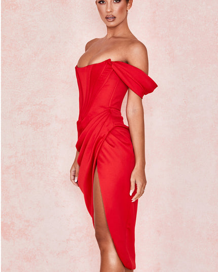 Elegante jurk met satijnen bandjes