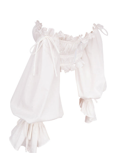 Witte off-shoulder top met ruches