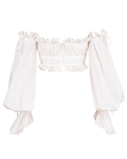 Witte off-shoulder top met ruches