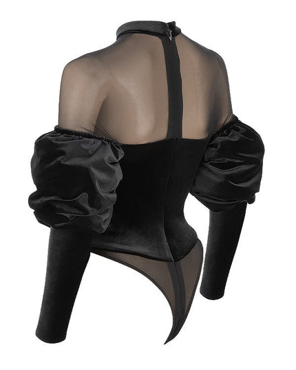 Zwarte bodysuit met elegant v-design