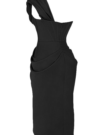 Middelgrote strapless satijnen jurk