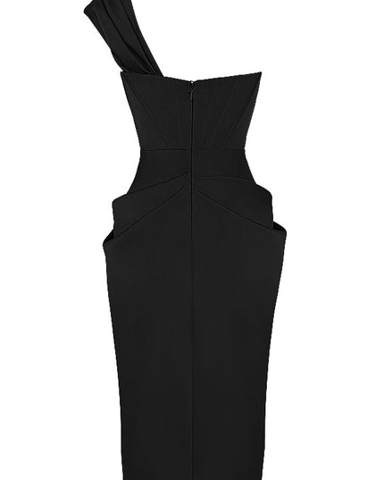 Middelgrote strapless satijnen jurk