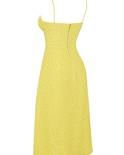 Bloemenjurk met bustier en uitgesneden been