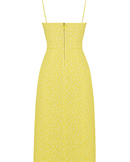 Bloemenjurk met bustier en uitgesneden been