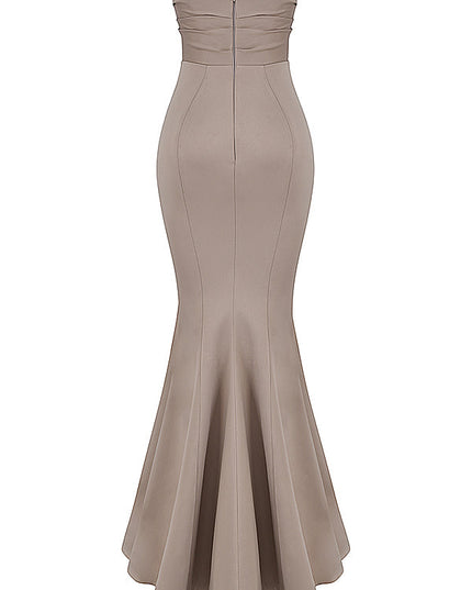 Strapless maxi-jurk van slank satijn