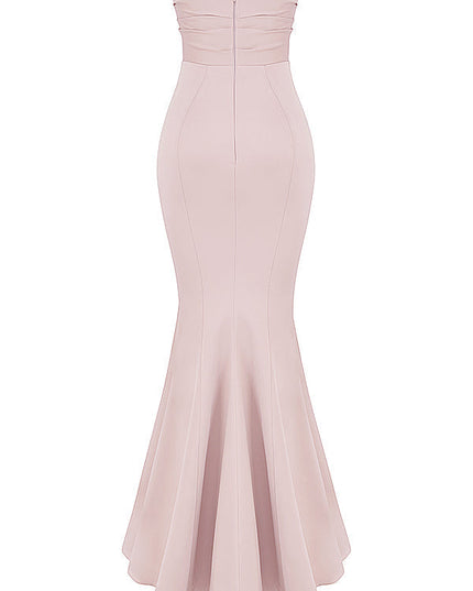 Strapless maxi-jurk van slank satijn