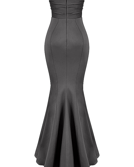 Strapless maxi-jurk van slank satijn