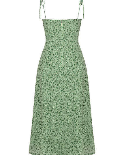 Tonaal bloemen maxi-jurkje met knopen