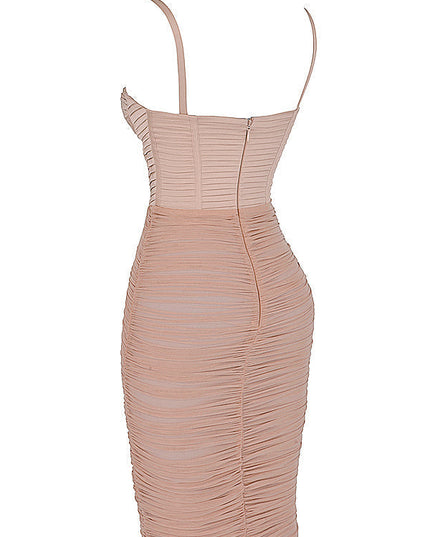 Geplooide maxi-jurk korset