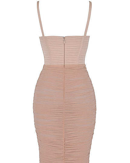 Geplooide maxi-jurk korset