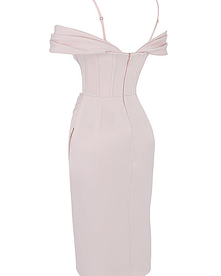 Blush off shoulder korsetjurk