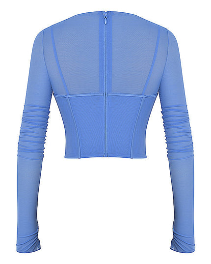 Blauw korset met asymmetrische snit