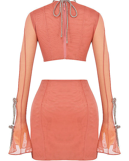Roze mini-jurk met uitgesneden taille