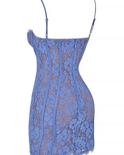 Lavendel kanten mini-jurk