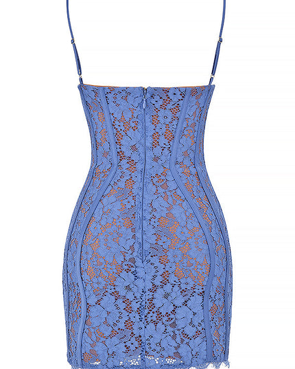 Lavendel kanten mini-jurk