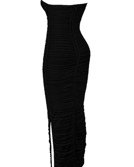 Elegante lange jurk met strapless schouders