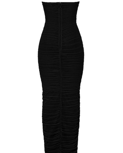 Elegante lange jurk met strapless schouders