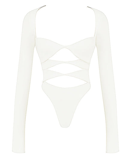 Wit elegant bodysuit met uitsparing