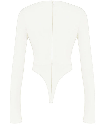 Wit elegant bodysuit met uitsparing