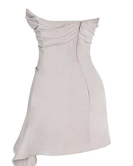 Gedrapeerde strapless mini-jurk