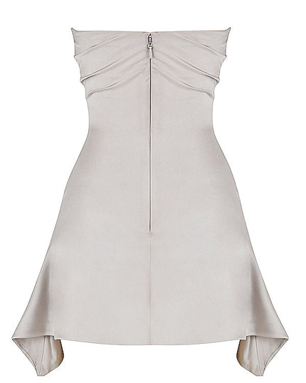 Gedrapeerde strapless mini-jurk