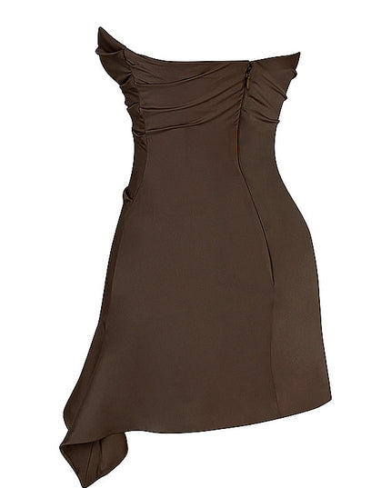 Gedrapeerde strapless mini-jurk
