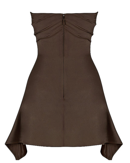 Gedrapeerde strapless mini-jurk