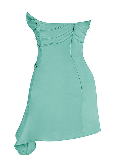 Gedrapeerde strapless mini-jurk