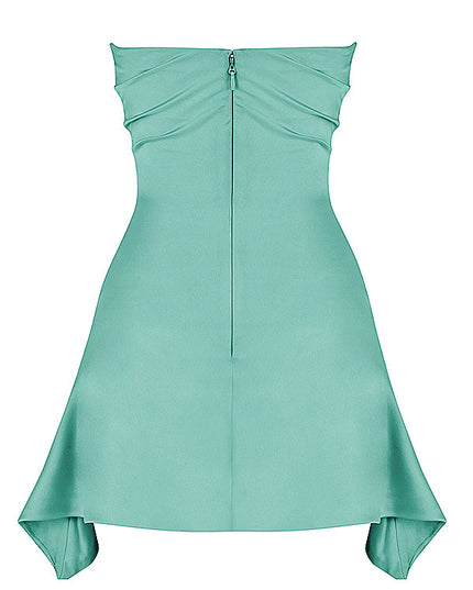 Gedrapeerde strapless mini-jurk