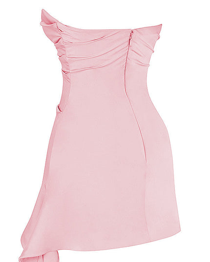 Gedrapeerde strapless mini-jurk