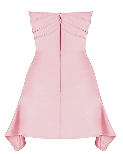 Gedrapeerde strapless mini-jurk
