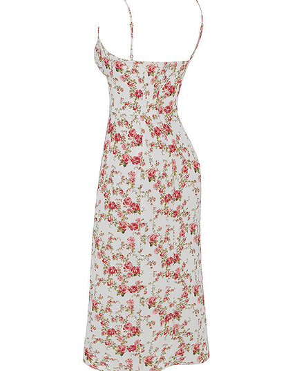 Korset lange zomerjurk met print