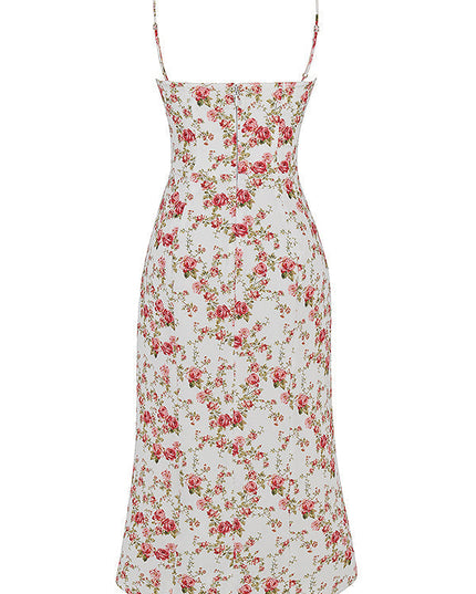 Korset lange zomerjurk met print