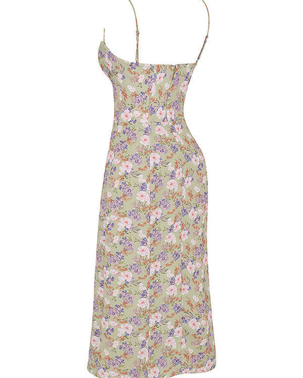 Korset lange zomerjurk met print