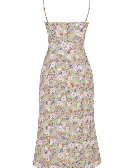 Korset lange zomerjurk met print